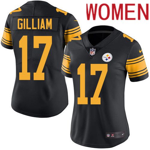 Women Pittsburgh Steelers #17 Joe Gilliam Nike Black Vapor Limited Rush NFL Jersey